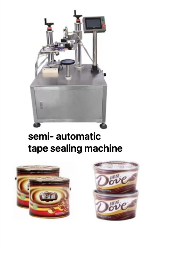 Semi Automaitc Tape Sealing Machine For Cookie Biscuit Snack Food Container